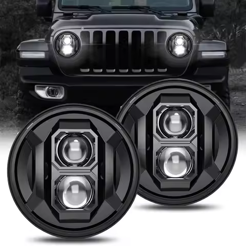 Car Motorcycle 7 Inch Round Led Headlight for Jeep JK Wrangler Defender Hummer Lada Truck 4X4 Harley