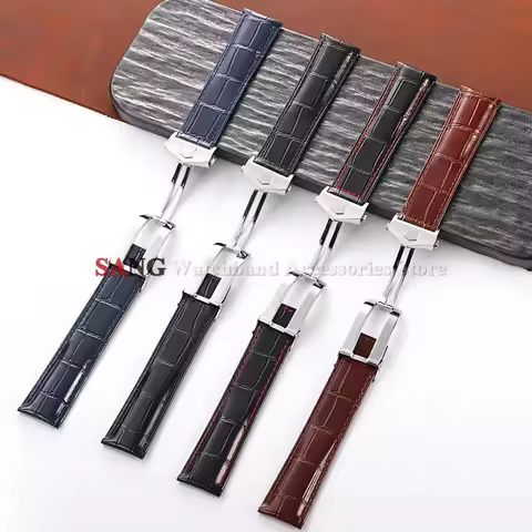 20/22/24mm Cowhide Leather Watchband Strap Folding Buckle Men's Bracelet for Tag Heuer Carrera Monac
