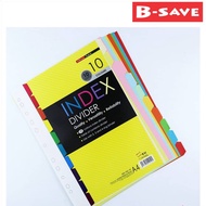 A4 Uni Colour Index Divider Paper/ File Filing Separator 10 Colours 10 sheets S-1208