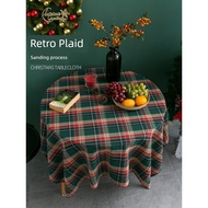 alas meja plastik alas meja makan 8 kerusi Christmas Tablecloth Green Retro British Decoration Photo