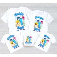 Baby Shark Family Birthday Shirts 1st Birthday Boy T-Shirt Funny Family Matching Clothes White Outfits Party Clothes