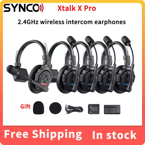 Synco Xtalk Pro X2 X5 X9 2.4G Wireless Intercom System with Full-Duplex Single-Ear AI Noise Reductio