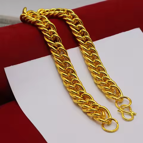 Men's Bold Boss Chain 60cm 24K Gold AU999 - 60cm bold length, stylish boss design, 24K AU999 masculi