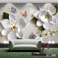 HW728 Wallpaper 3d Motif Bunga Besar Visual Timbul