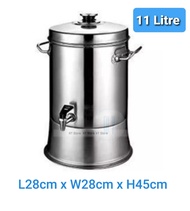 Stainless Steel Water Dispenser Cooler 11 Litre Juice Beverage Container Non-Magnetic Bucket Bekas Tong Air Minuman Balang Tahan Kerat