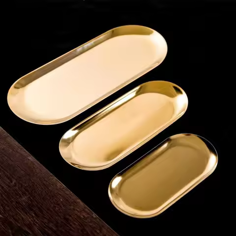 Kreative metallische ovale Platte (Gold), Obstplatt