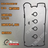 T2 MITSUBISHI LANCER EVO 1/2/3 VR4, 4G63 VALVE COVER GASKET SET MD125939 MD125940 MD050536