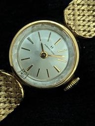 少見1960年代停產美品 (漢彌爾頓)包玫瑰K金手上鍊機械錶