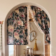 Hook Wearing Dark Green Curtain Queen Flower Rod Mary Semi Retro Curtain Door Curtain Rose Velcro Co