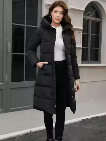 New Women's Quilted Winter Coat Hooded Puffer Cotton Casual Outerwear Long Parkas Slim Fit Warm Thic