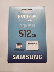 Samsung  microSD card 512GB with adapter (EVO Plus) (speed up to 130MB/s)全新三星原裝行貨記憶咭 $ 300