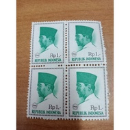 1966 Indonesia mint stamp, Rp1, block of 4
