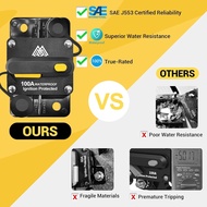 100 amp Circuit Breaker Switch 100A Waterproof Fuse Inline Holder Resettable Fuse Manual Reset 12V-4