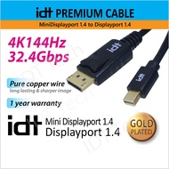 IDT Mini Displayport to Displayport Cable 1.4 Mini DP to DP1.4 Adapter DP to miniDP 2K/4K/8K UHD