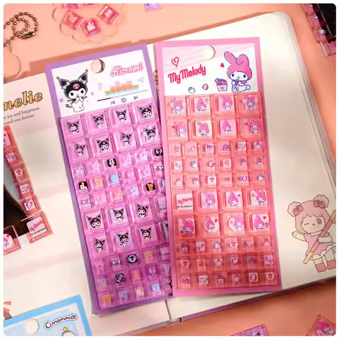 New Solid Square Sanrio Hello Kitty Stickers, 3D Stereoscopic Diamond Stickers for Girls' Guka DIY D