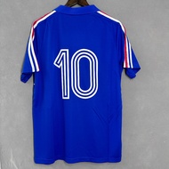 1984 Jersey Football Short-Sleeved Shirt Sports PLATINI France home Football Jersey