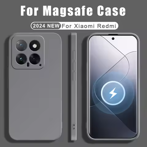 For Magsafe Liquid Silicone Case For Xiaomi Mi 14 13 13t 12t Ultra Magnetic Back Cover For Redmi Not