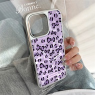 case for iphone X xsmax 11 12 13 14 15 16 Pro Max Plus Series Purple leopard print bow pattern trans