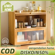 Rak Laci Kosmetik 3 Susun Lemari Mini Tempat Kosmetik Rak Kabinet Dapur bambu Lemari Penyimpanan Rak