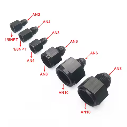 jiax Black Aluminum AN4 AN8 an6 1/8npt Female to AN 3 AN6 an8 an10 Male Flare Adapter Fitting Reduce