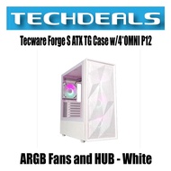 Tecware Forge S ATX TG Case w/4*OMNI P12 ARGB Fans and HUB - White