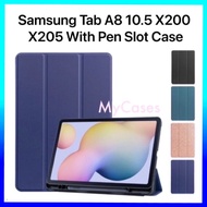 Samsung Tab A8 10.5 2021 2022 SM X200 X205 With Pen Slot Case Pen Holder Smart Case