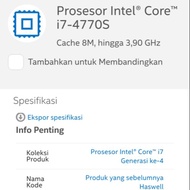 Core i7 4770s 3.9GHz Max Intel Haswell Socket 1150 Gen 4