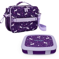 Bentgo Prints Insulated Lunch Bag Set With Kids Bento-Style Lunch Box (Unicorn)