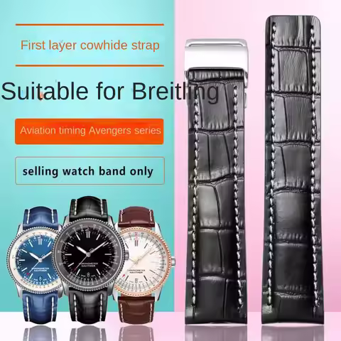 Soft cowhide Watch Strap Band 22mm 24mm For Breitling Watchband Avenger/navitimer Premier Bracelet F
