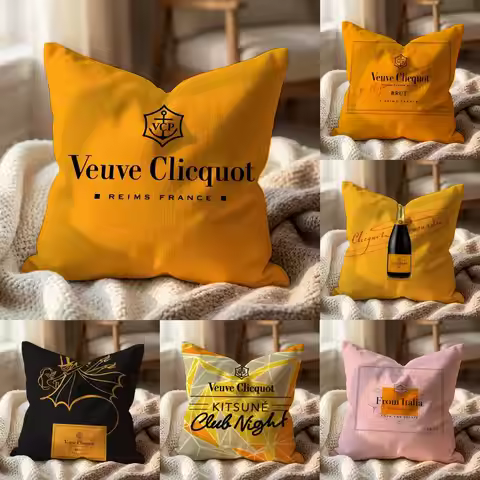 Luxury V-Veuve C-clicquot Cushion Cover Multi-Scene Pillow Cover for Home & Car - Reversible, Soft &