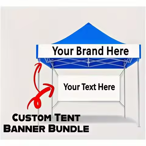 Personalized Tent Banners Custom Bundle for Trade Show Your Logo and Business Name (Backdrop 3x5ft,