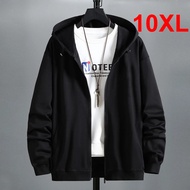 9XL10XL Plus Size Black Hoodie Jacket Men Autumn Sweatshirt Fashion Solid Color Baggy Hoodies Male B