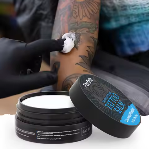 2.47 oz/70 g Tattoo Balm, with a coconut and vanilla scent, moisturizes, maintains clarity and makes