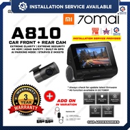 [New Launch] 70mai A810 4K Dash Cam Dual Vision Car Recorder with GPS ADAS UHD Resolution HDR Rear R