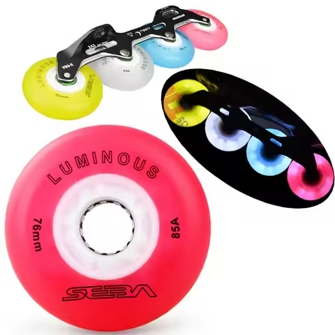 100% Original SEBA Luminous LED Lighting Inline Skate Wheels 62 64 68 70 72 76 80mm Slalom Roller Sk