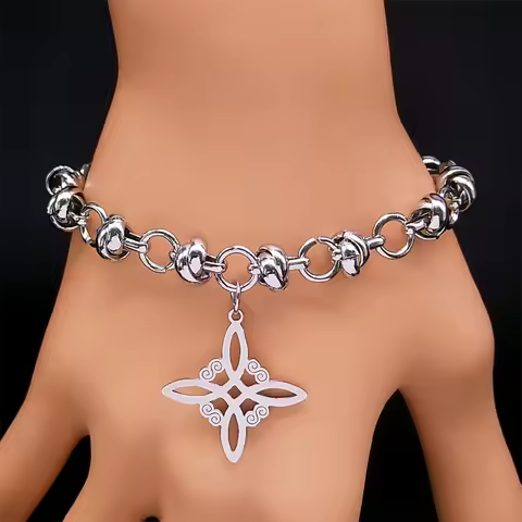 Aesthetic Celtic Knot Irish Pendant Bracelet Stainless Steel for Women Men Lucky Amulet Protection C