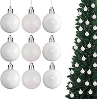 Christmas Baubles Shatterproof White 50mm Pack of 9 Christmas Tree Baubles Bauble Ornaments Balls Ch