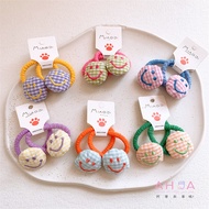 AHUA Is Okay Children Cloth Checkered Contrast Color Big Smiley Face Hair Tie 2 In A Set TT0091 Cute