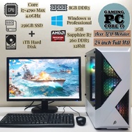 🇲🇾 Gaming PC Desktop Core i7 4.0GHz / Graphics AMD DDR5 128bit / Acer 24" Full HD / 256GB SSD + 1TB 