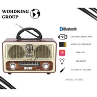 MEIER M-111BT Nostalgic Classic Wooden Retro FM AM SM MP3 Radio USB SD Bluetooth 5.0 Rechargeable Ra