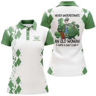 2026 NEW 3D Women Men's Unisex Polo Shirts Multi-Color Never Underestimate An Old Woman With A Golf 