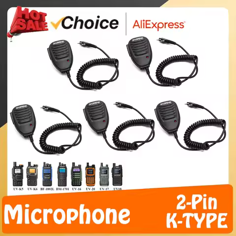 Walkie Talkie PTT Speaker Mic Handheld Microphone Compatible with Baofeng UV-32 DM-32 DM-1701 UV-5R
