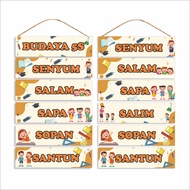 Prima Shabby Hiasan Pajangan Dinding Sekolah Kelas Budaya 5S 6S Wooden 48x30cm