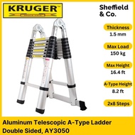 Kruger Aluminum Telescopic Double Sided Ladder, 2x8 Steps (5.0m / 16.4ft) | (AY3050)