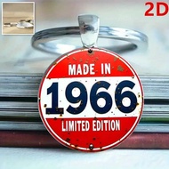 Foreign Cross-Border Trade: 1 Piece Vintage Design 2D Flat "Made In 1966" Limited Edition Keychain,