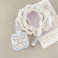 Love Heart Pattern Soft Silicone Charger Case Cute Charger Cover Cable Protector for iPhone 40W Char