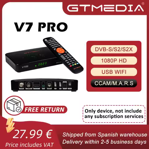 GTMEDIA V7 PRO DVB-S2X/S2/S Satellite HD Receiver DVB-T2/T Terrestrial Signal Decoder H.265 1080P US