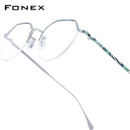 FONEX Acetate Titanium Glasses Frame Women New Fashion Brand Design Vintage Retro Polygon Eyeglasses