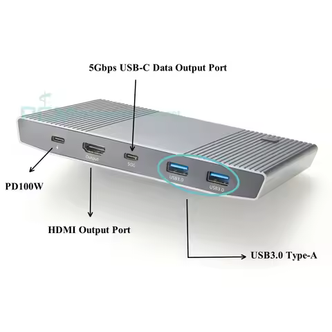 HD USB-C KVM Switch, USB-C KVM Docking Station Kit with 4K@60Hz or 4K@30Hz HD, 100W PD Charging, 5Gb