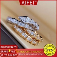 Light Luxury Full Diamond Special-Interest Design AU750 Small Snake Ring Female Ins Tide Diamond-Emb